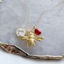Personalised Gold Bee Initial And Birthstone Necklace, thumbnail 5 of 7