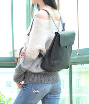 Womens Colorway Genuine Leather Backpack, 3 of 12