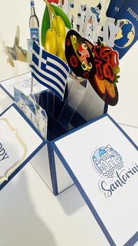 Personalisable Santorini Themed 3D Greeting/Gift Card, 4 of 8