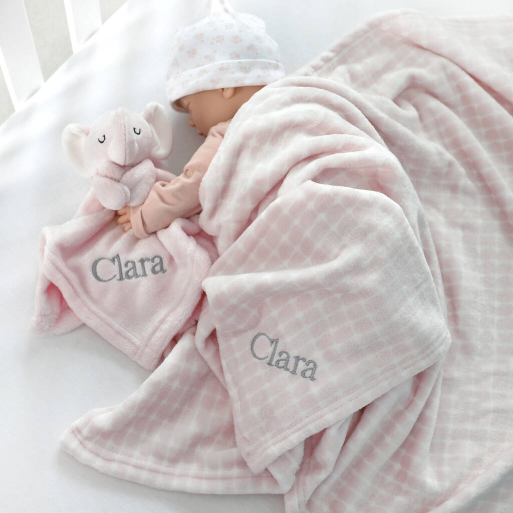 Personalised Pink Elephant Comforter And Blanket Set, 1 of 12