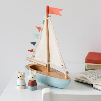 Wooden Sail Away Boat Toy, 3 of 3
