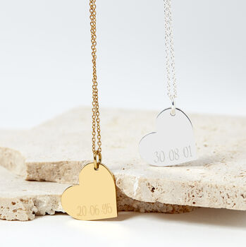 Personalised Special Date Silver Plated Heart Necklace, 4 of 12
