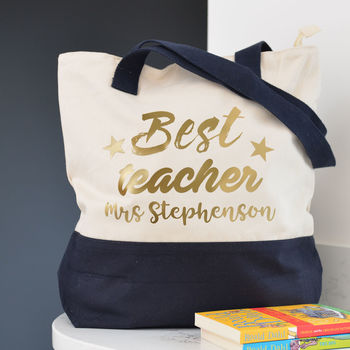 Personalised Best Teacher Metallic Shoulder Bag, 2 of 3