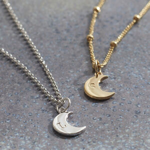 Personalised Moon Necklace In Silver Or Gold Vermeil By Muru