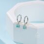 Green Opal Dot Dangle Huggie Hoop Earrings, thumbnail 4 of 10