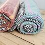Striped Hand Loomed Fringed Blanket Throw, thumbnail 6 of 8