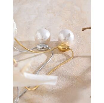 Monaco D’or Pearl Gold Crystal Cream Ball Stud Necklace, 2 of 4