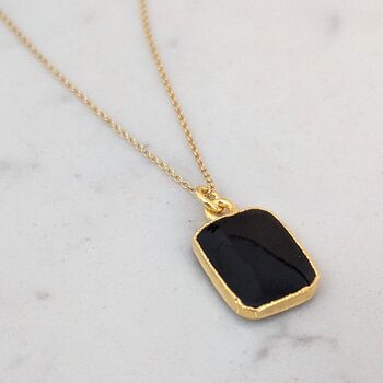 'The Rectangle' Black Onyx Gold Plated Necklace, 5 of 9
