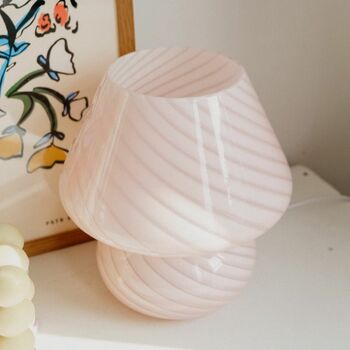 Light Pink Murano 70s Style Mushroom Glass Table Lamp, 2 of 4