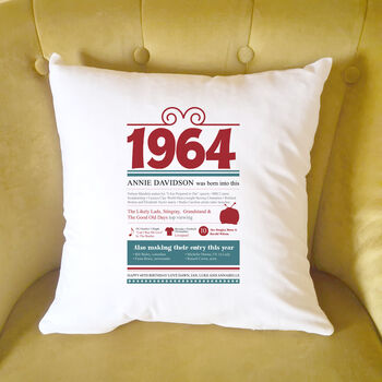 Personalised 60th Birthday Gift 1964 Cushion, 4 of 9
