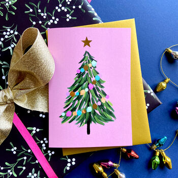 Christmas Tree Gold Foiled Greeting Card, 4 of 6
