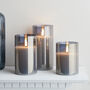 Trio Of Grey Smoked Glass LED Candles With Remote, thumbnail 2 of 2