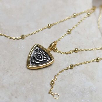 Gold Plated Sterling Silver Evil Eye Necklace, 9 of 12
