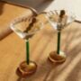 Set Of Two Green Amber Cocktail Glasses, thumbnail 3 of 3