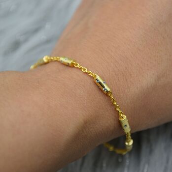 Peridot, Blue Topaz Silver Chain Bracelet, 9 of 11