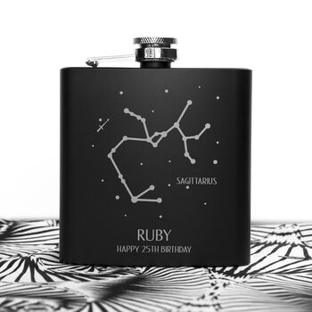 Personalised Star Sign Hip Flask, 2 of 12