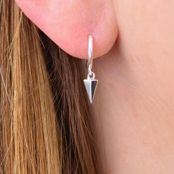 Sterling Silver Spike Huggie Hoop Earrings, 2 of 6