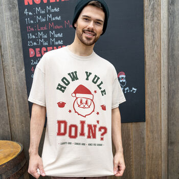 How Yule Doin' Men's Christmas T Shirt, 3 of 4