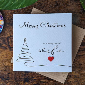Wife Christmas Card, 3D Wooden Heart, 2 of 4