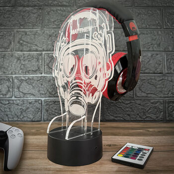 Personalised Soldier Neon Light Up Gaming Headphone Stand, 3 of 5