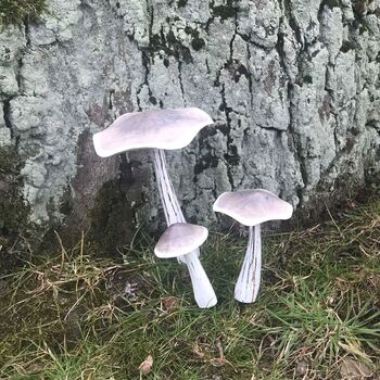 Set Of Three White Wooden Toadstools, 2 of 7
