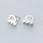 Brushed Sterling Silver Elephant Stud Earrings, thumbnail 2 of 4