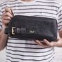 Mens Personalised Leather Wash Bag, thumbnail 4 of 5