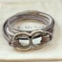 Personalised Taupe Leather Double Urn Bracelet For Ashes Memorial Keepsake Jewellery For Women And Pets, thumbnail 2 of 9