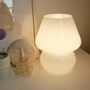 White Murano 70 S Style Mushroom Stripe Glass Table Lamp, thumbnail 4 of 7