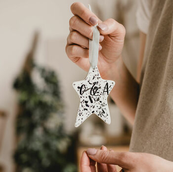 Personalised Star Christmas Tree Ornament With Shell, 6 of 8
