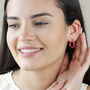 Pink Twisted Enamel Hoop Earrings In Gold Plating, thumbnail 4 of 4