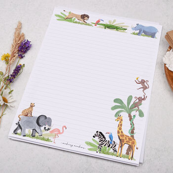 A4 Letter Writing Paper With Safari Animals In Jungle, 3 of 4