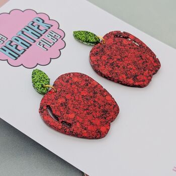 Red Apple Glitter Earrings, 2 of 4