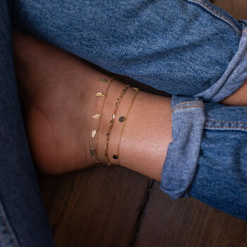 Delicate Gold 14 K Leaf Chain Anklet, 6 of 8