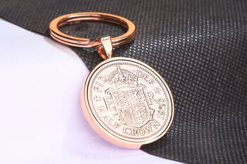 1956 70th Birthday Half Crown Keyring Gift, 3 of 5