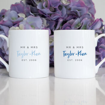 Wedding Anniversary China Mug Set, 4 of 6