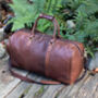 Luxury Brown Colombian Leather Holdall Personlaised, thumbnail 1 of 11