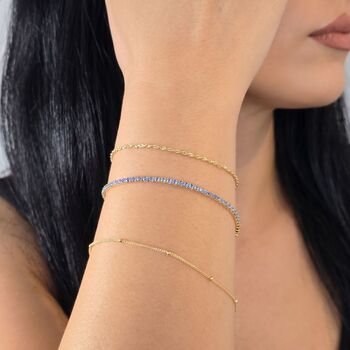 Aquamarine March Birthstone Dainty Tennis Bracelet, 3 of 4