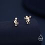 Strong Girl Barbell Stud Earrings In Sterling Silver, thumbnail 3 of 12