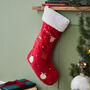 Personalised Red Embroidered Christmas Stocking, thumbnail 1 of 3