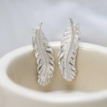 Sterling Silver Feather Ear Climbers, 4 of 9