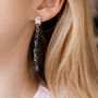 Black Rock Crystal Encrusted Rod Drop Earrings, thumbnail 2 of 3