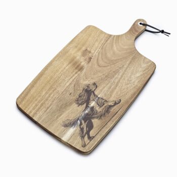 Personalised Irish Red And White Setter Engraved Acacia Serving Board, 4 of 7
