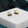 Sterling Silver Triple Black Baguette Cz Screw Back Earrings, thumbnail 6 of 12