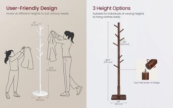 Free Standing Coat Rack With Eight Hooks For Hallway, 2 of 8