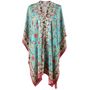 Exotic Floral Viscose Kaftan Jacket With Heavy Cream Fishbone Embroidery, thumbnail 6 of 6