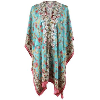 Exotic Floral Viscose Kaftan Jacket With Heavy Cream Fishbone Embroidery, 6 of 6