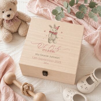 Personalised Baby Girl Bunny Keepsake Box, 4 of 4