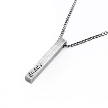 Personalised Men's Brushed Gunmetal Solid Bar Necklace, 4 of 5