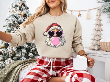 Retro Bubblegum Santa Christmas Sweatshirt, 2 of 7